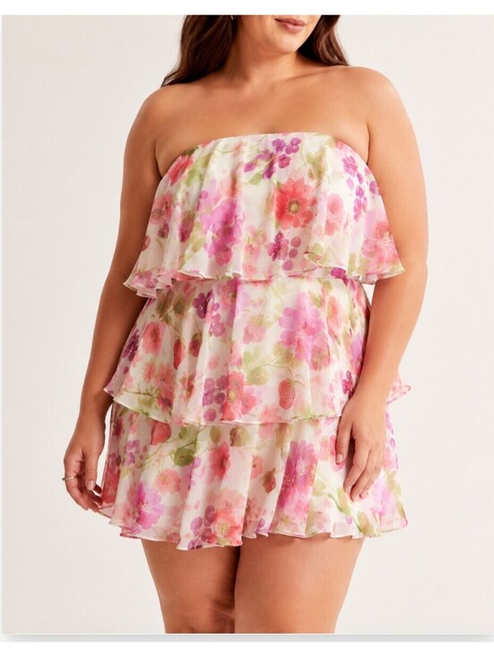Abercrombie & Fitch Dresses & Skirts - NWT Abercrombie Organza Tiered Strapless Fruit Mini Dress Size XL